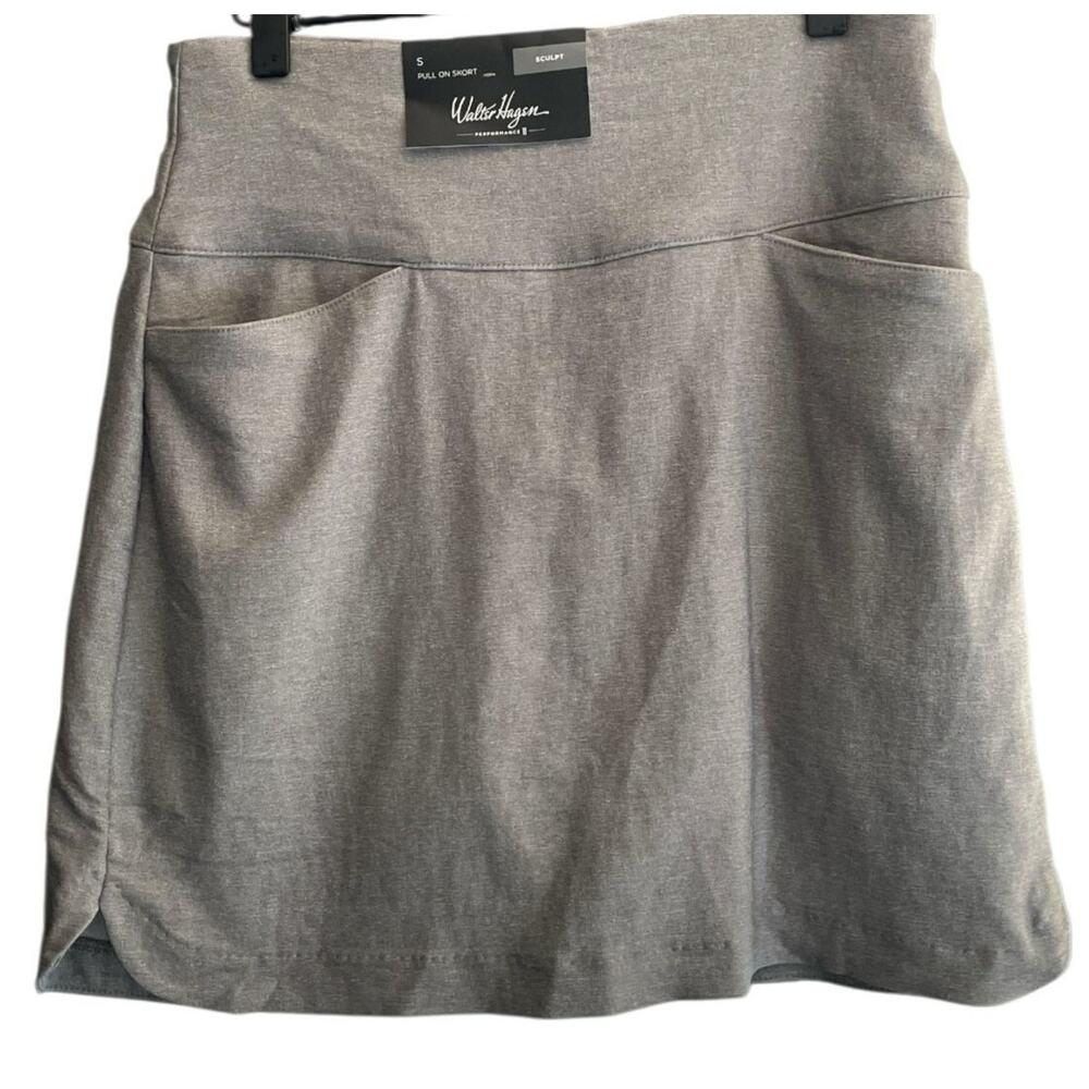 Walter Hagen Women’s Gray Pull‑On Sculpt Golf Skort – 17″ Inseam, Pull‑On Fit
